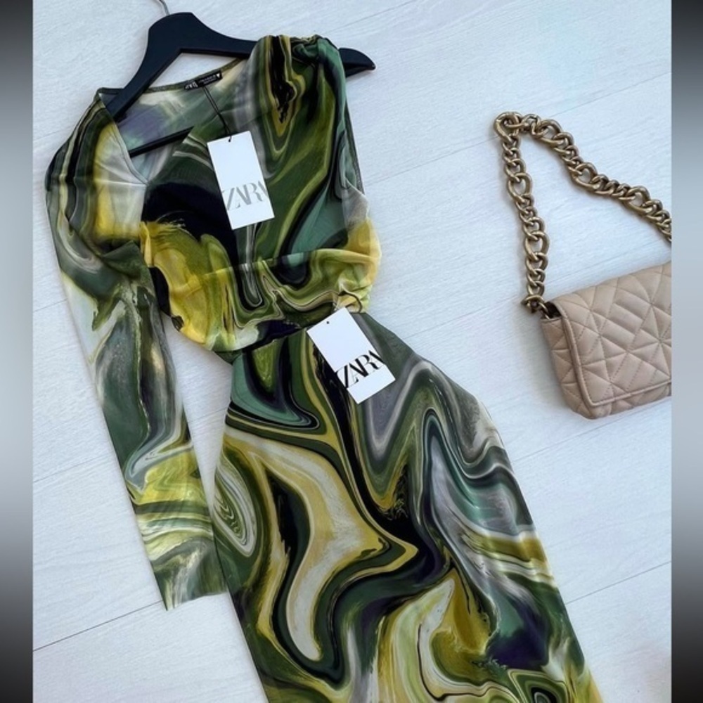 Zara Set 2 piece printed tulle top and skirt 5039 807
